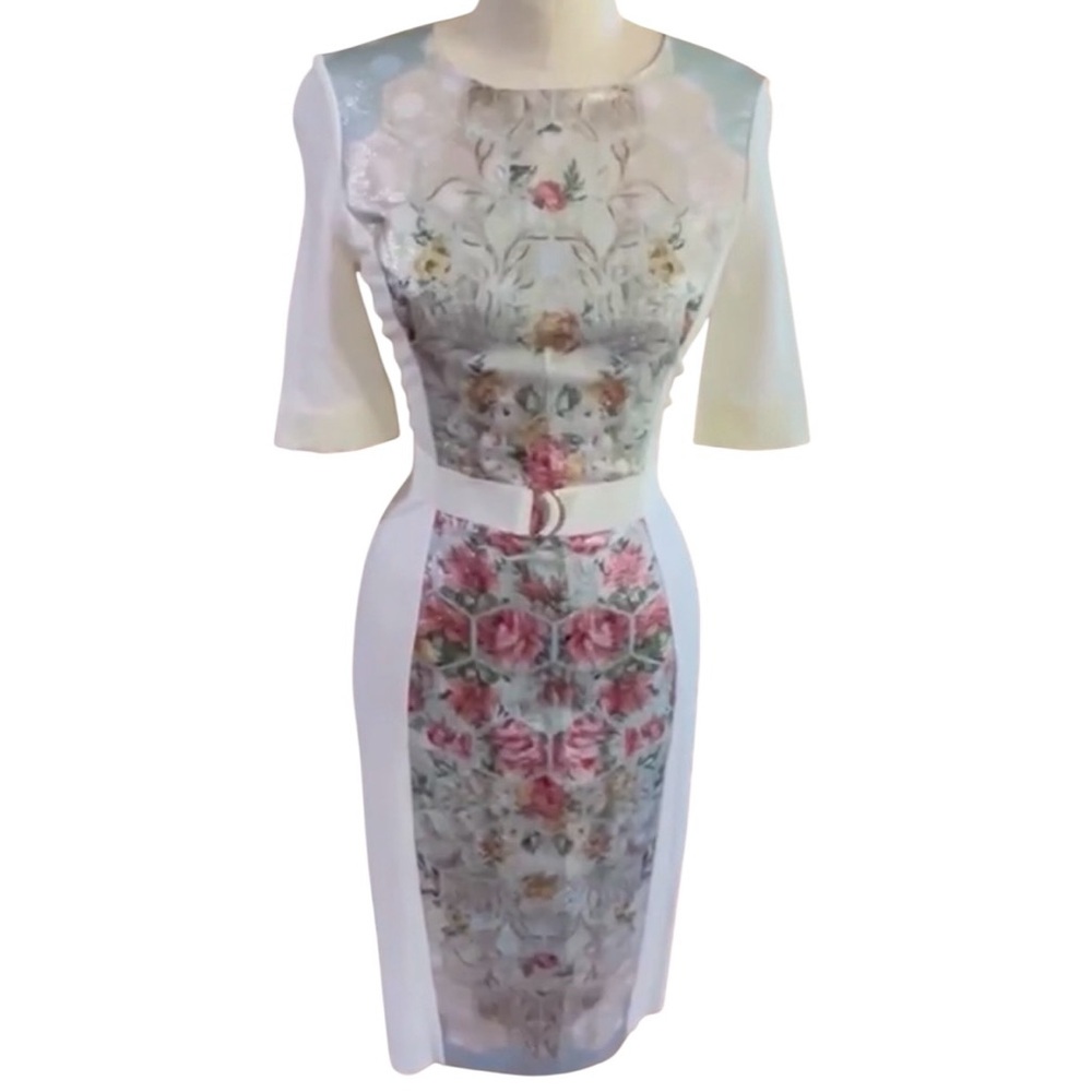 Ted Baker Honeycomb Floral Print White Dress - Picture 4 of 7